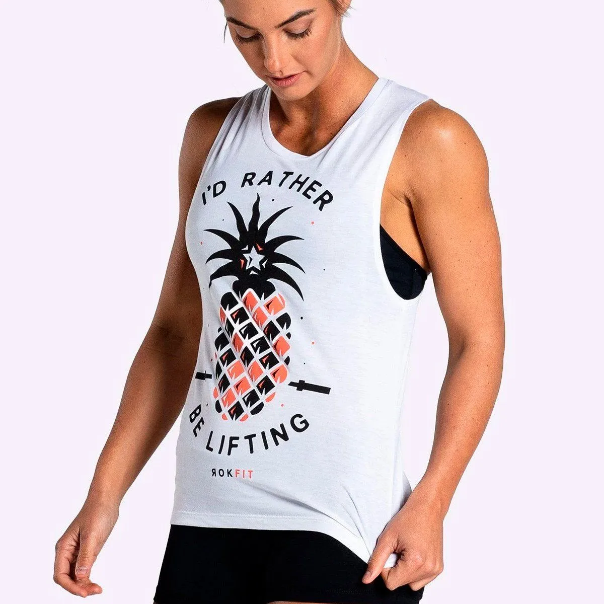 RokFit Women's Tank - I'D RATHER BE LIFTING - White