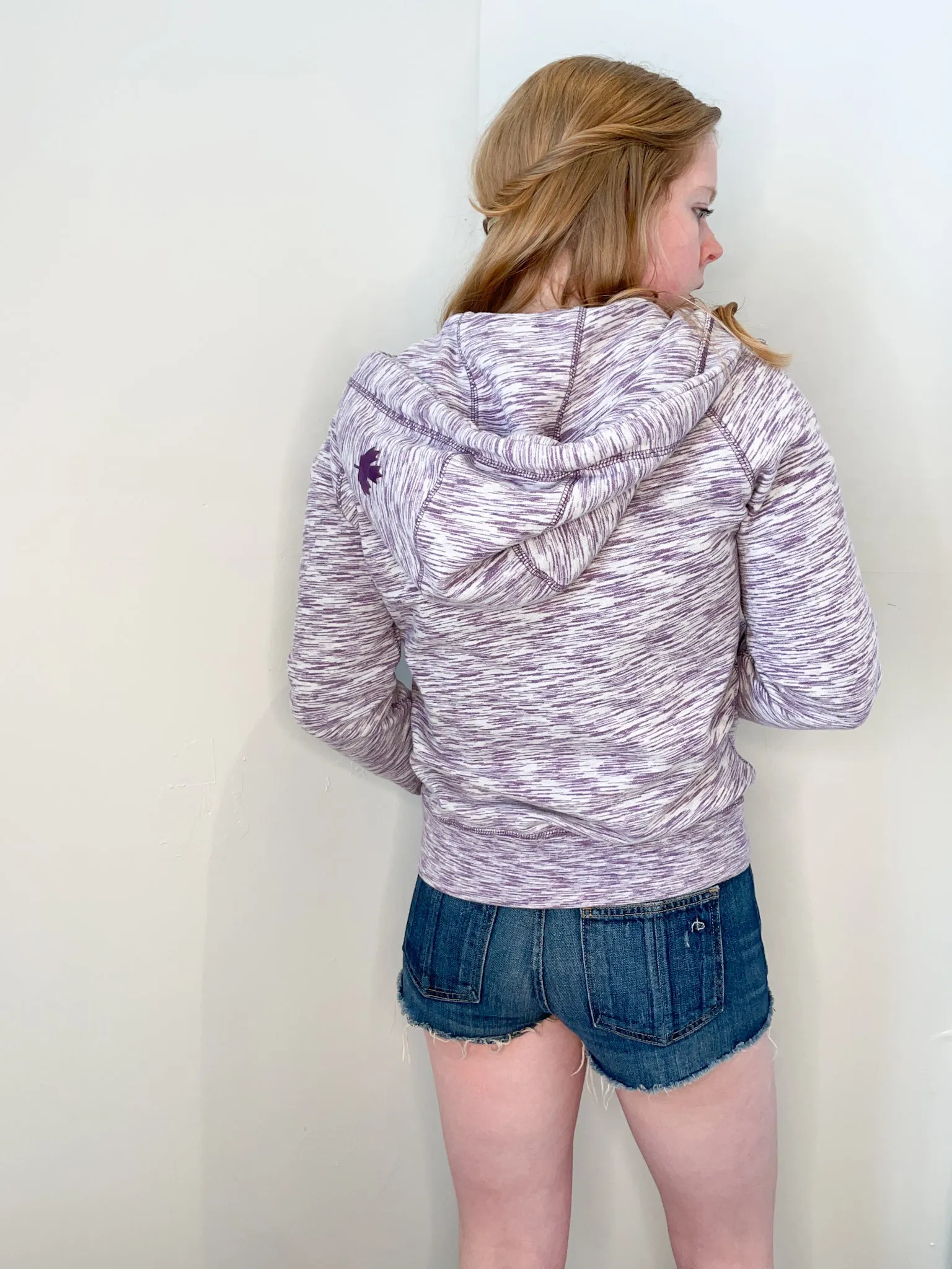 Roots Heathered Purple Zip Hoodie - Small