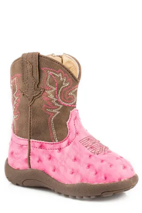 Roper Annabelle Newborn Pink Faux Leather Ostrich Boots