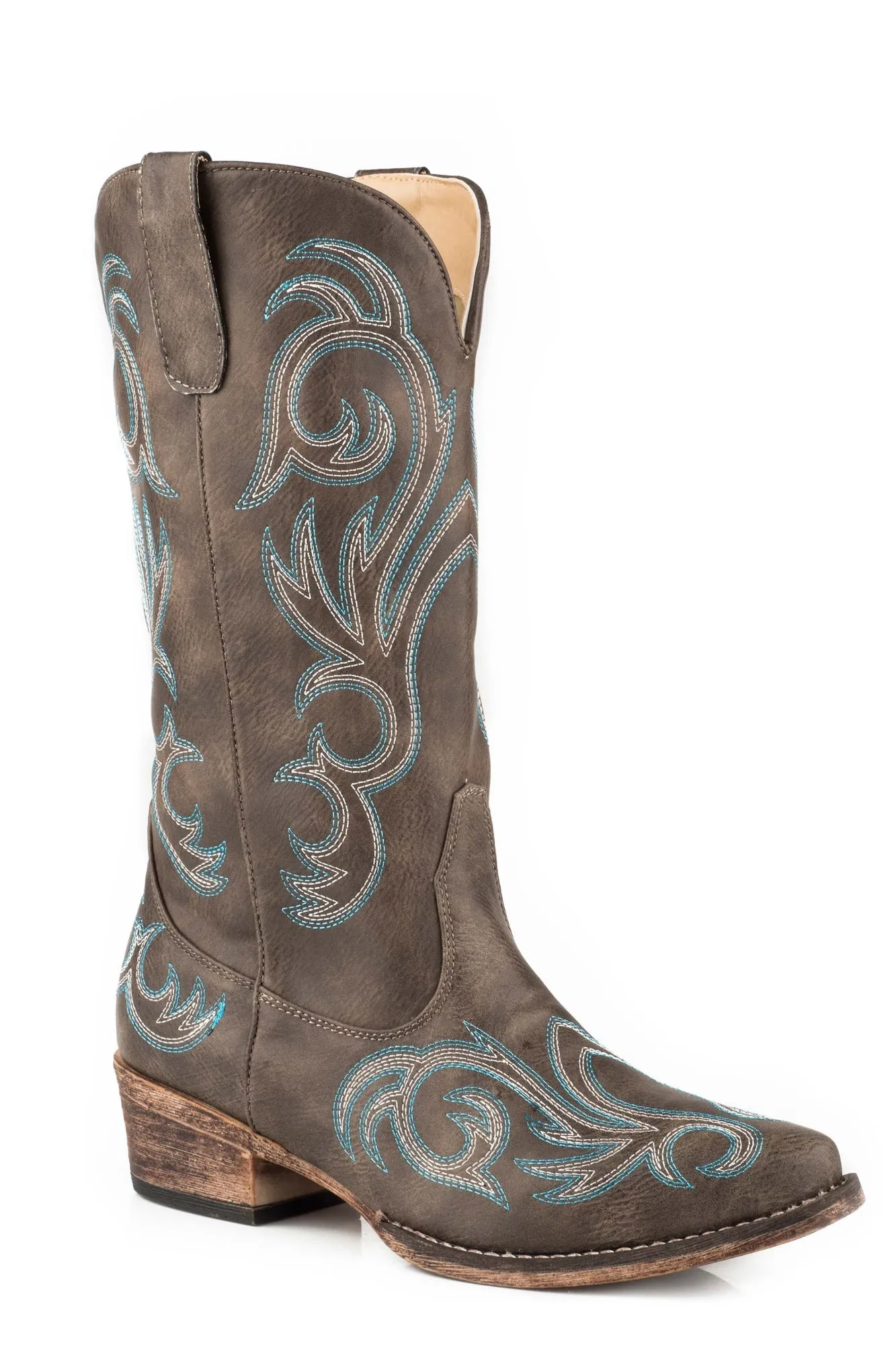 Roper Riley Womens Brown Faux Leather Cowboy Boots