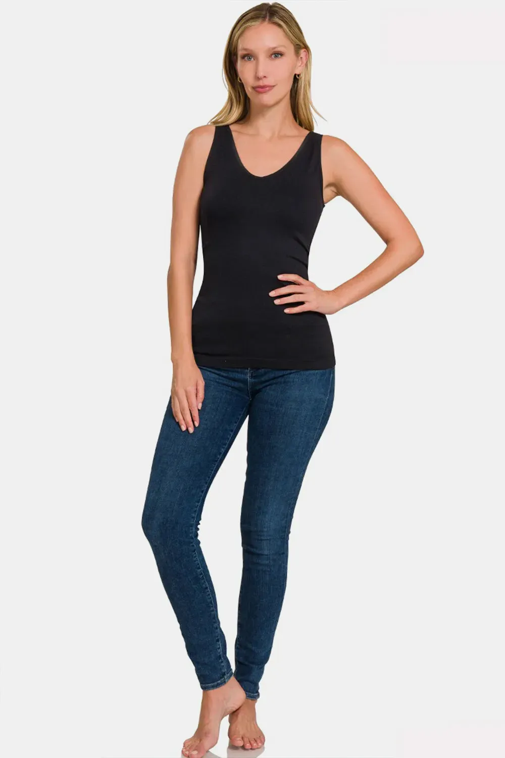 Round Neck Wide Strap Tank