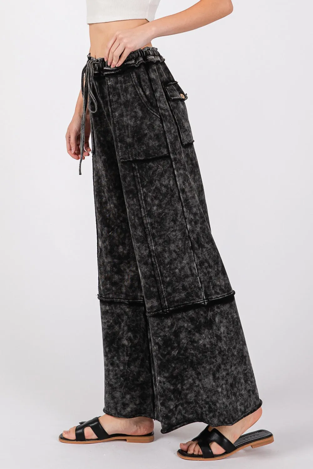 SAGE   FIG Mineral Washed Terry Wide Leg Pants