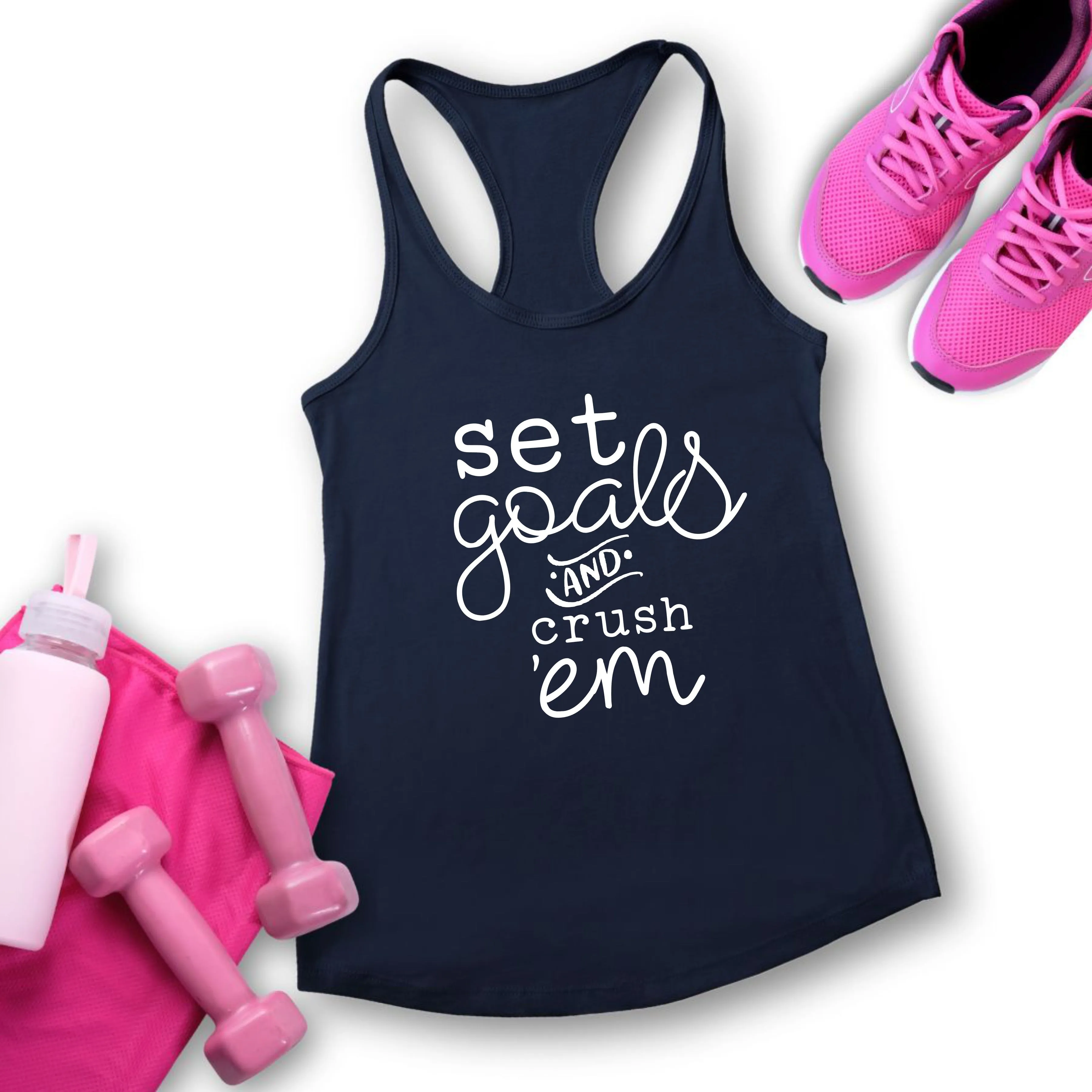 Set Goals & Crush 'Em Workout Tank Top | Motivational Workout Tanks