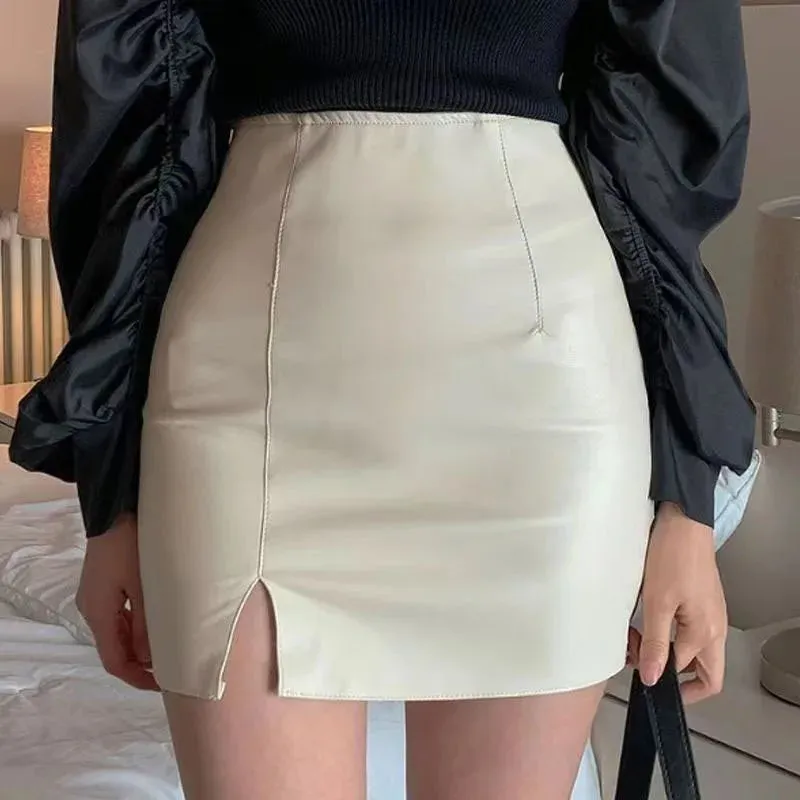 Sexy Skinny High Waist Side Split Trendy Korean Chic Black Comfortable Mini Skirt