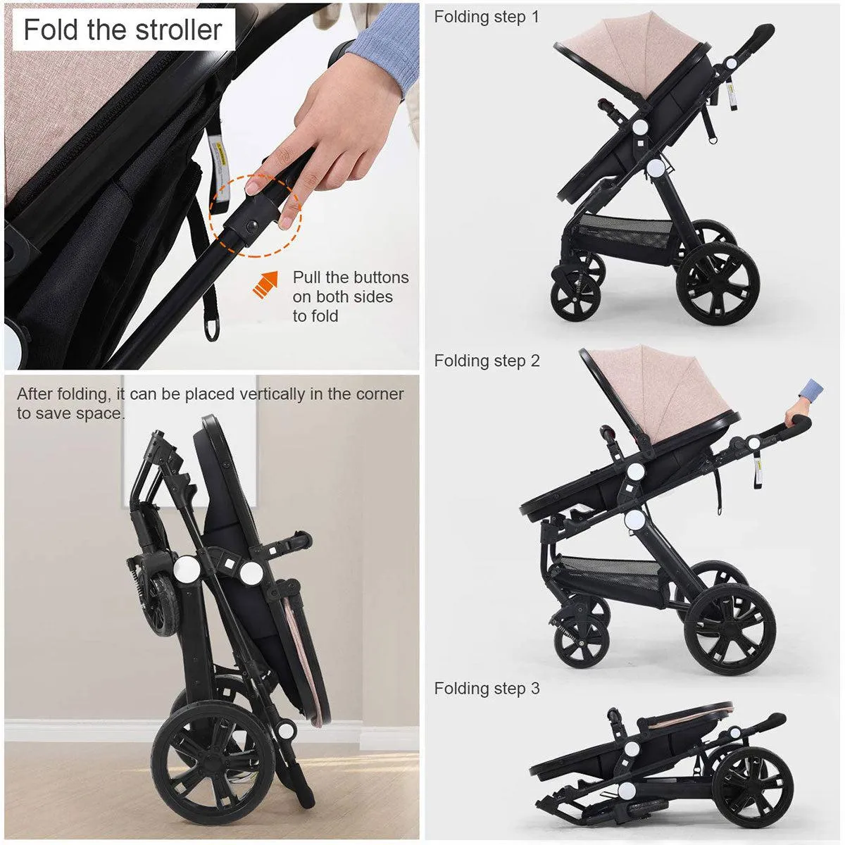 Shockproof High View Pram Baby Stroller