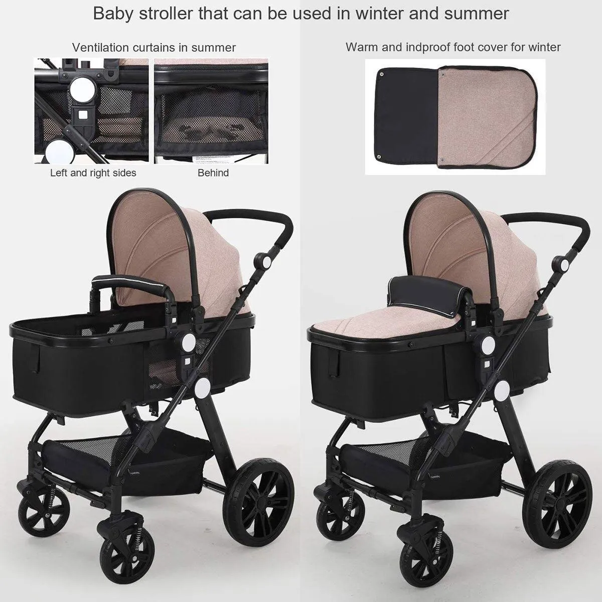 Shockproof High View Pram Baby Stroller