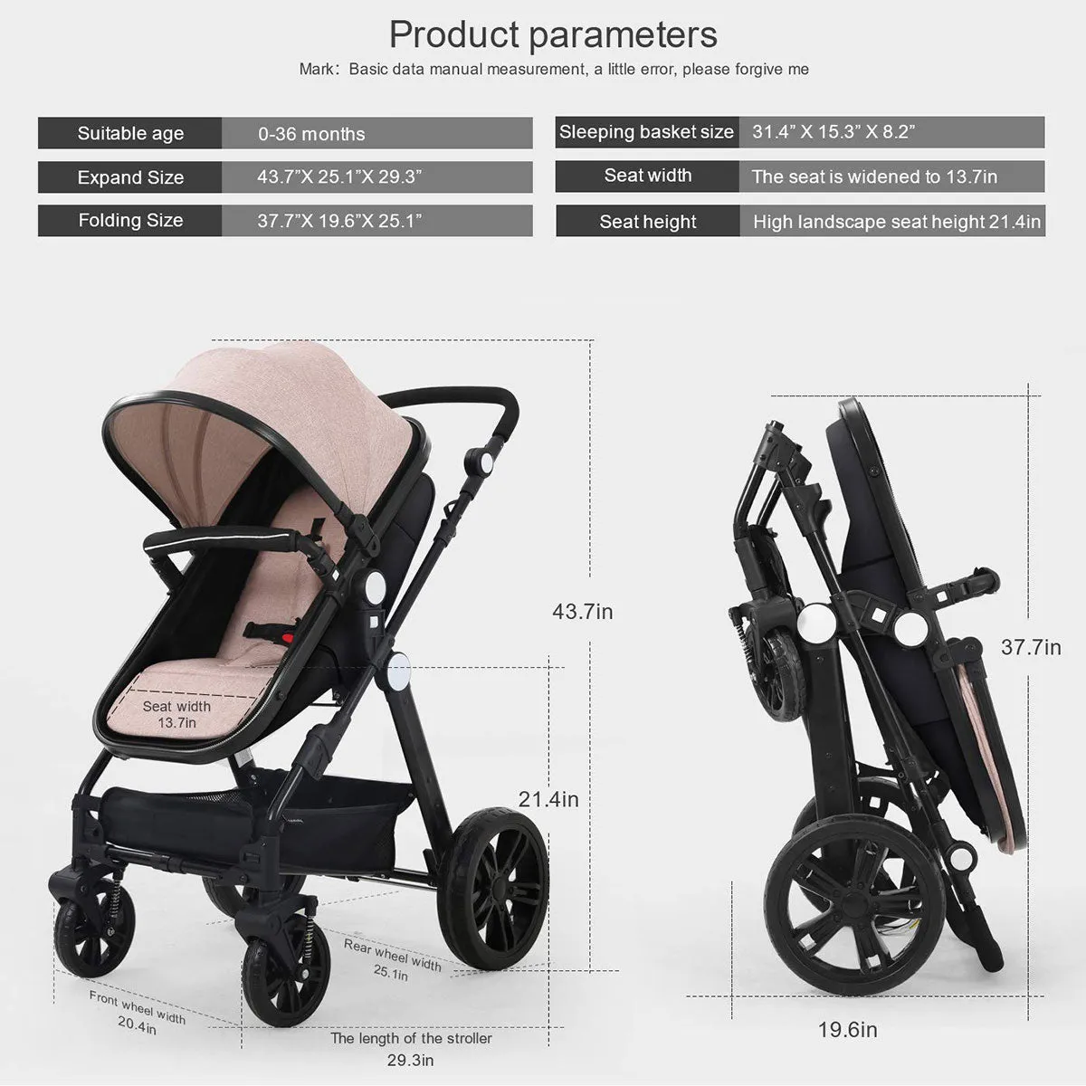 Shockproof High View Pram Baby Stroller