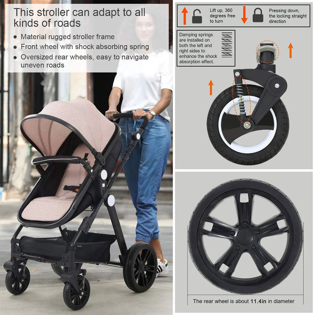 Shockproof High View Pram Baby Stroller