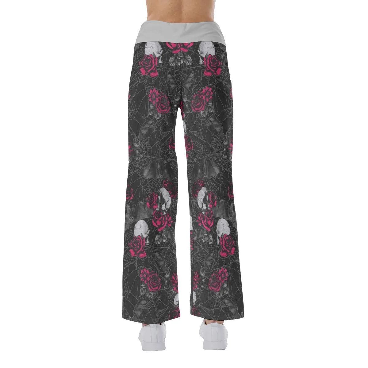 Skull Rose Spider Pajama Pants Print Palazzo Lounge