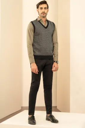 SLEEVELESS SWEATER BLACK GREY