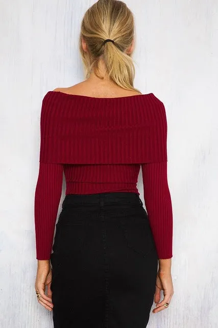 Sophia off the shoulder knotted sweater top