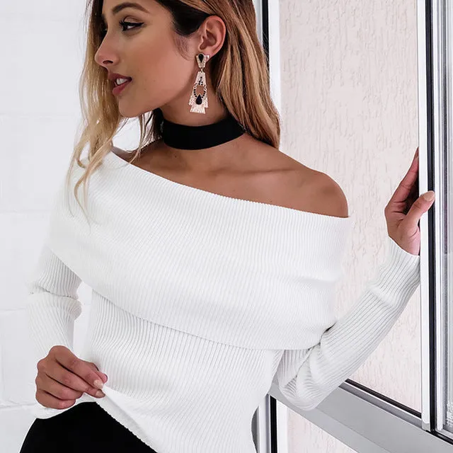 Sophia off the shoulder knotted sweater top