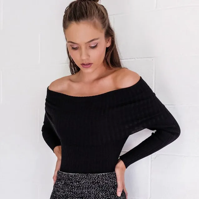 Sophia off the shoulder knotted sweater top