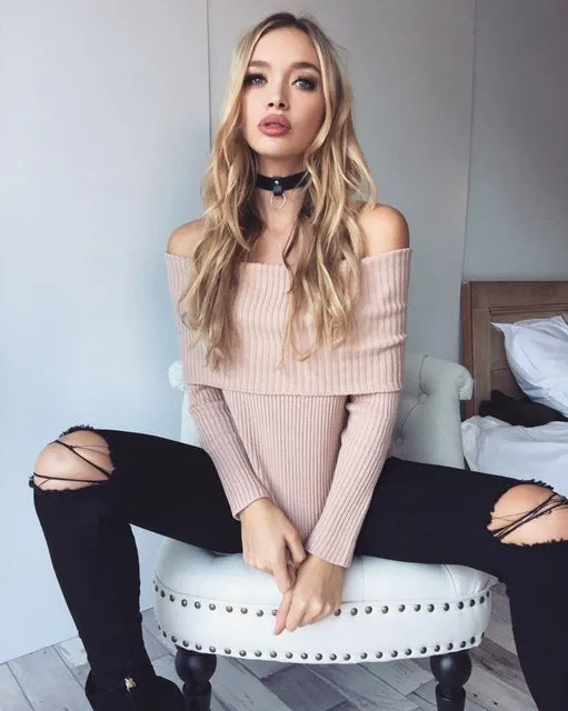 Sophia off the shoulder knotted sweater top