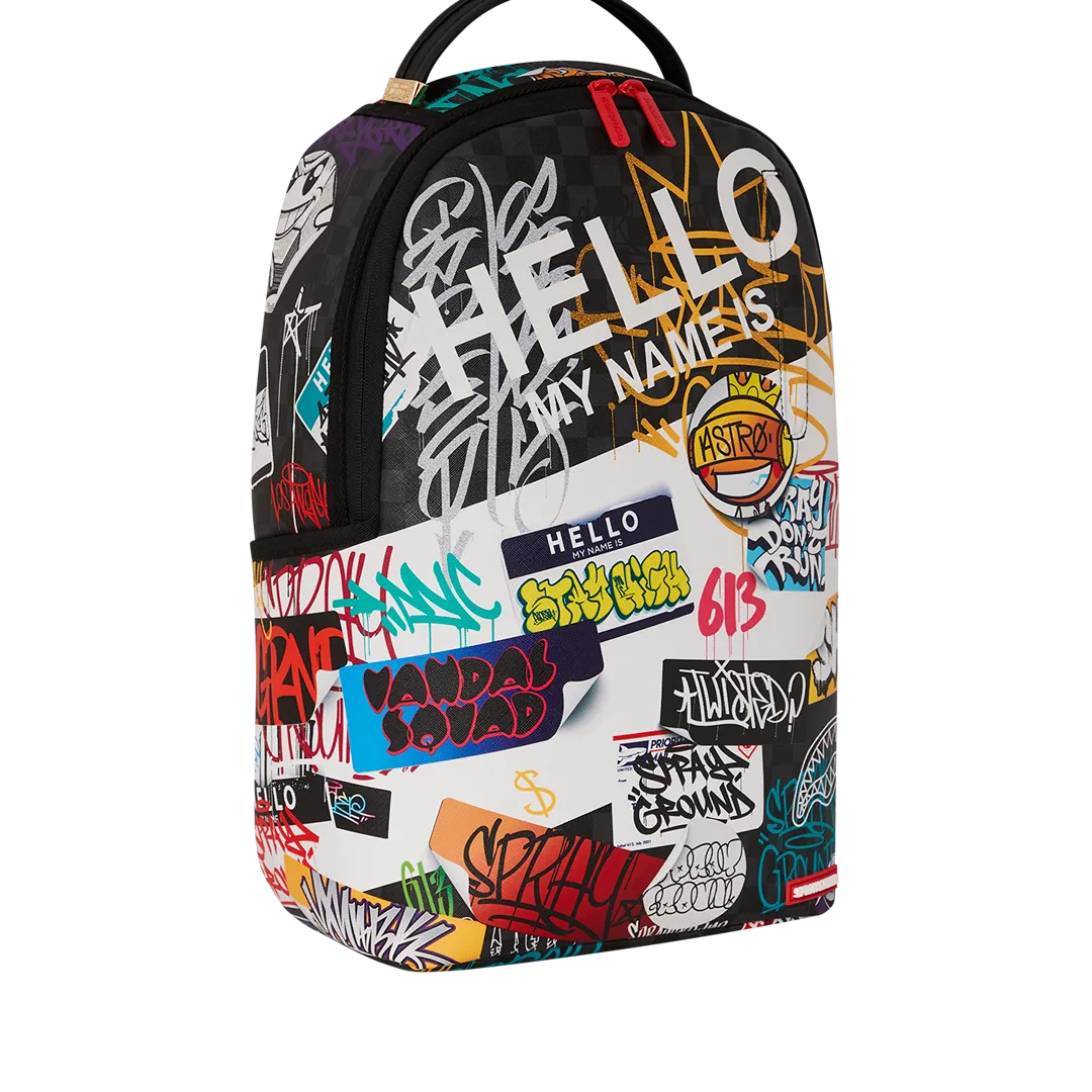 Sprayground Hello World V14 Backpack - Black / White / Yellow