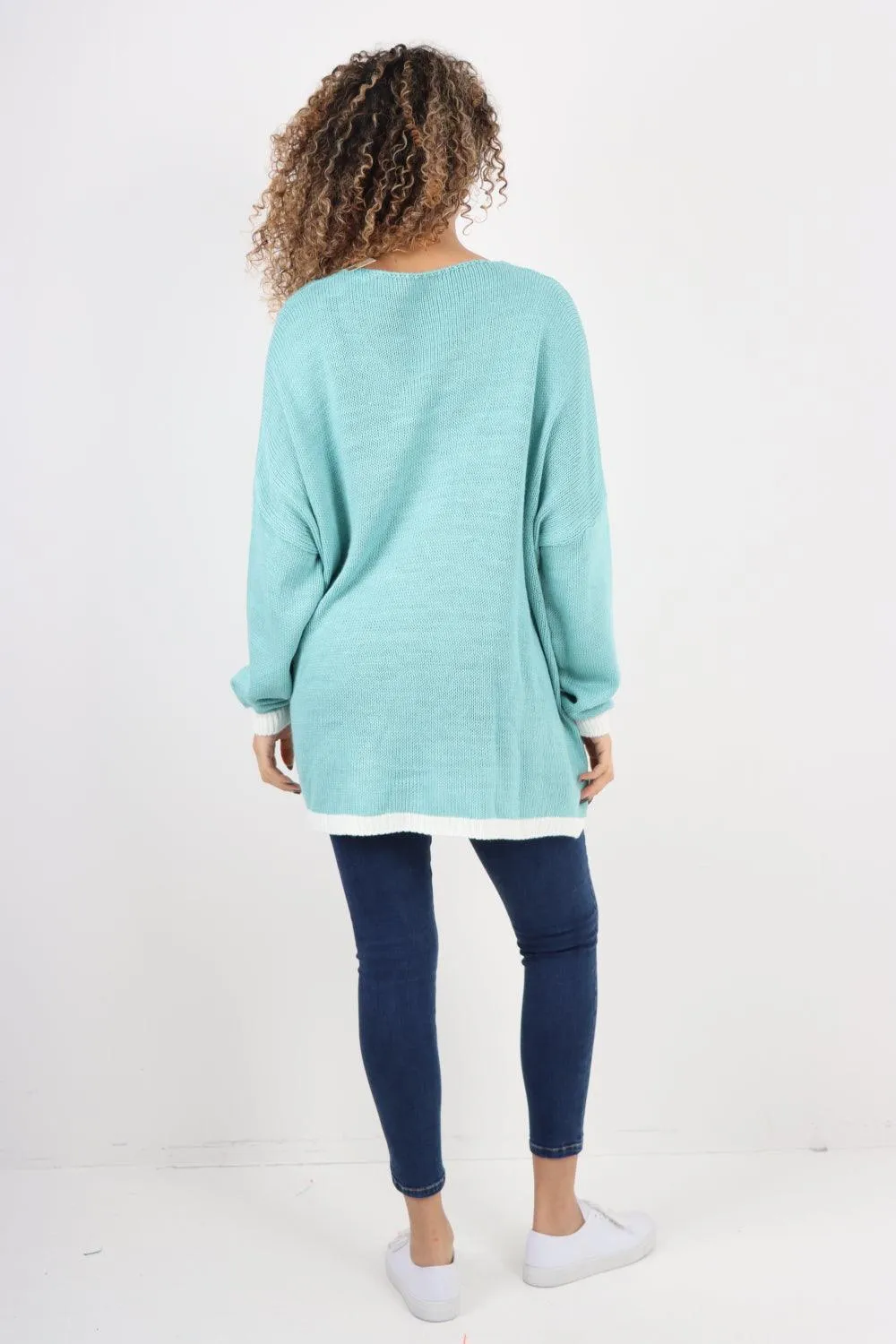 Star Print Long Sleeve Oversized Jumper Top