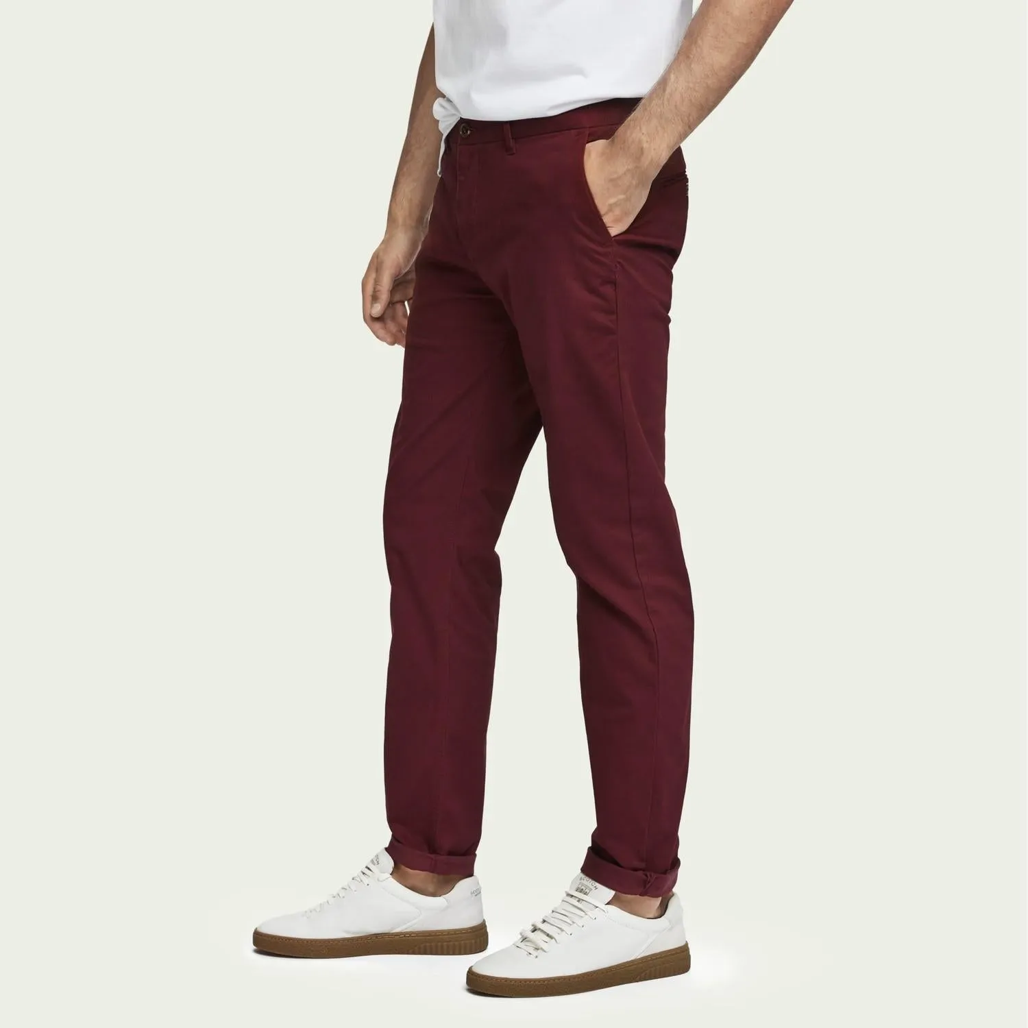 Stuart Stretch Cotton Chinos (Bordeaux)