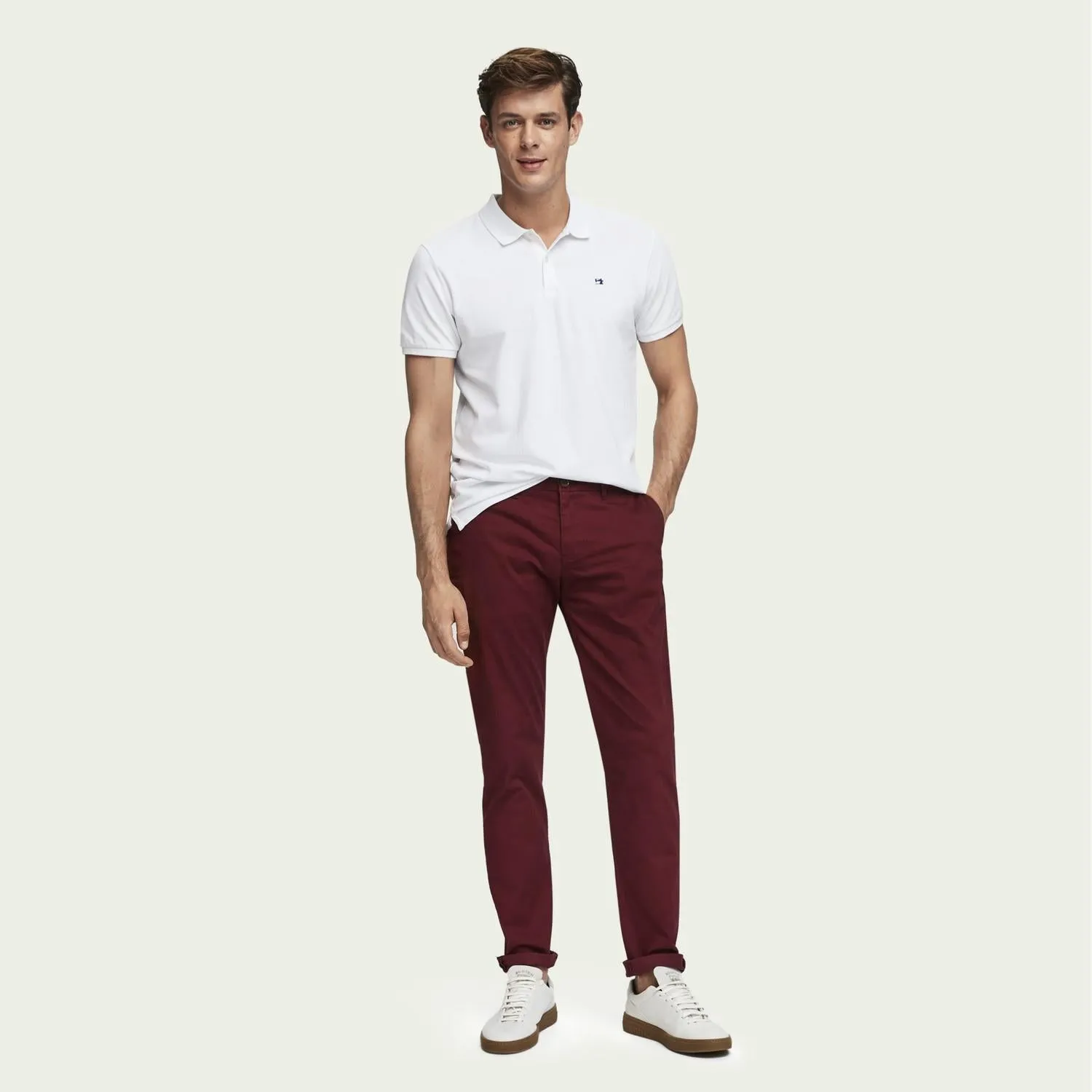 Stuart Stretch Cotton Chinos (Bordeaux)