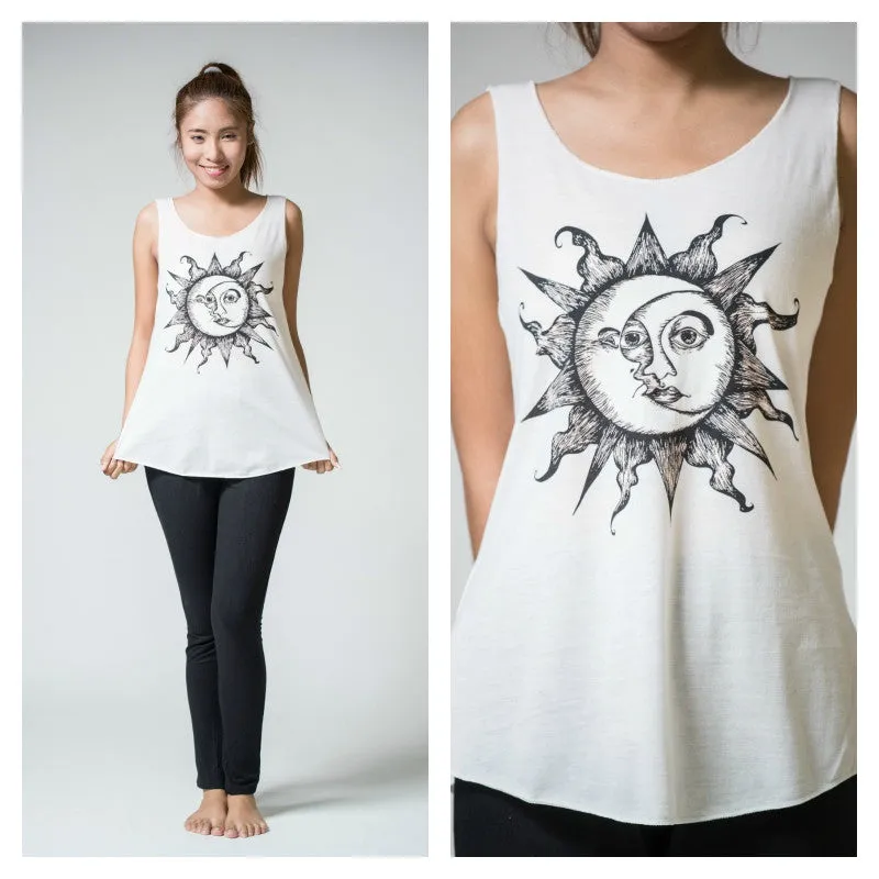 Super Soft Cotton Women's Tank Sun Moon White