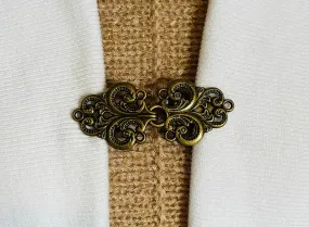 Sweater Clips Bronze Celtic Cardigan Clasp Brushed Gold Sweater Clip Cosplay Clips Cloak Clasps Gifts for Her by Fabulici