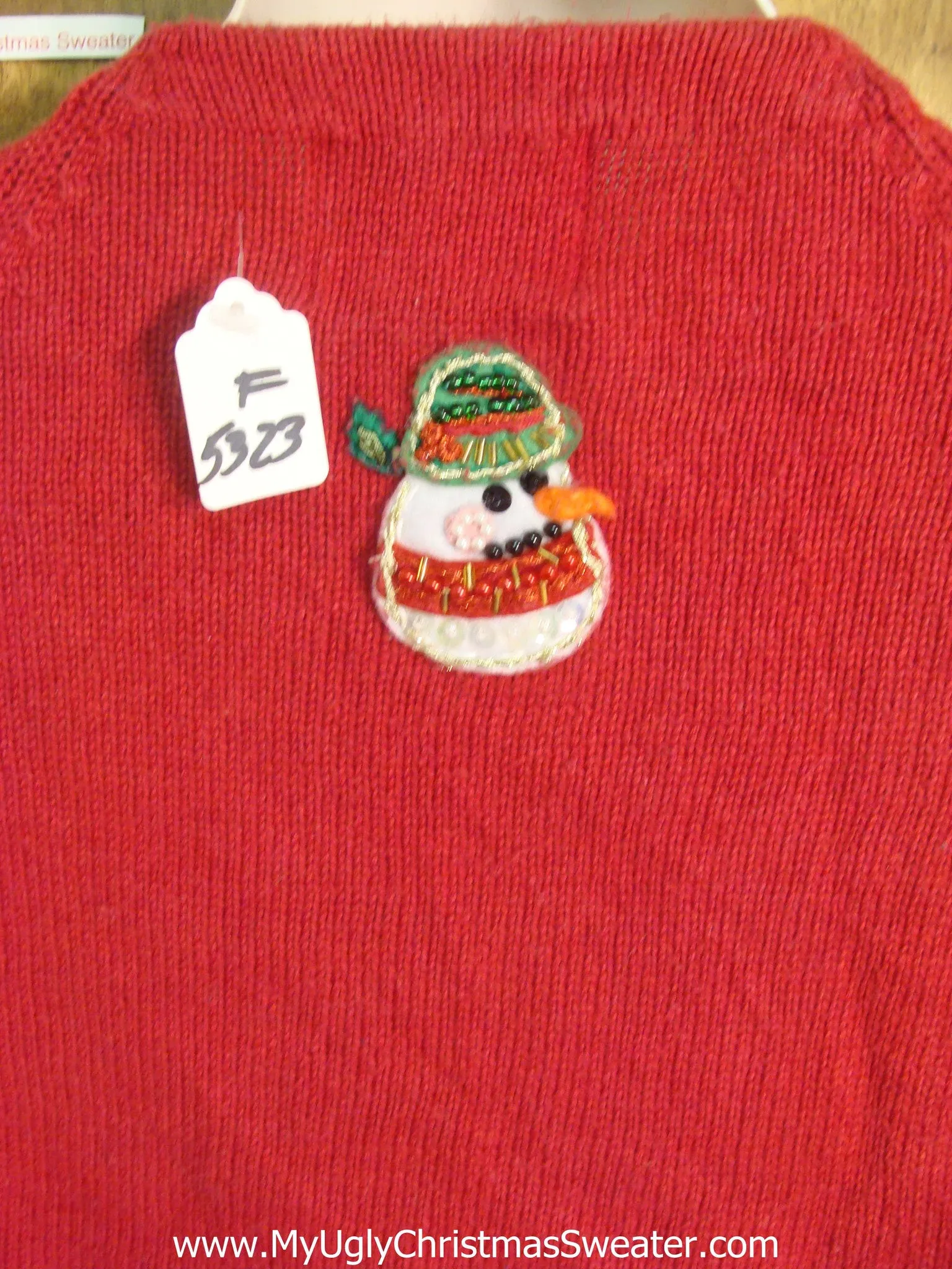 Tacky Red Christmas Sweater with Snowmen