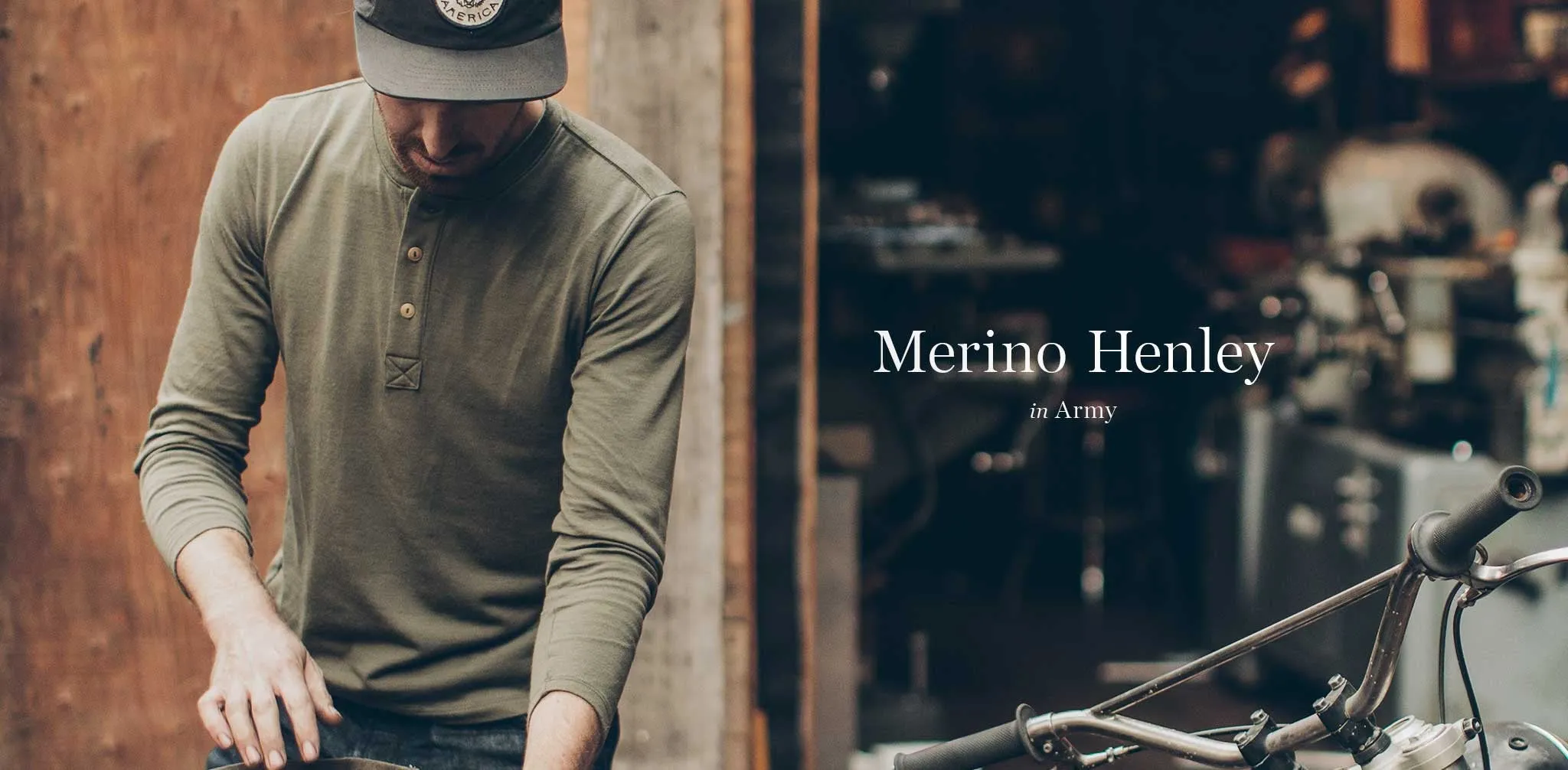 The Merino Henley in Army