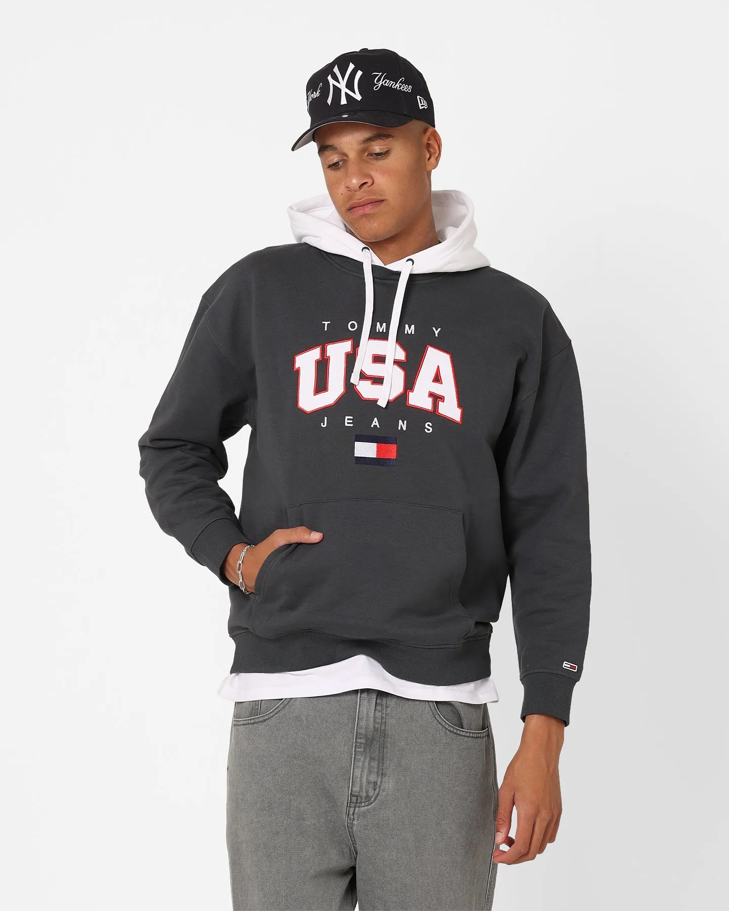 Tommy Jeans Relaxed Modern Sport USA Hoodie New Charcoal