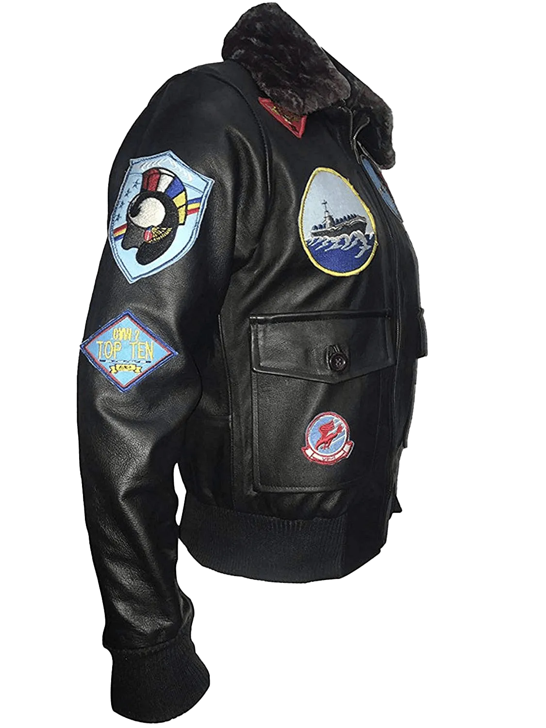 Top Gun Tom Cruise Maverick Black Bomber Leather Jacket