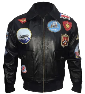 Top Gun Tom Cruise Maverick Black Bomber Leather Jacket