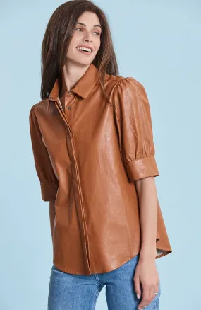 Tyler Boe Alice Vegan Leather Shirt - Pecan