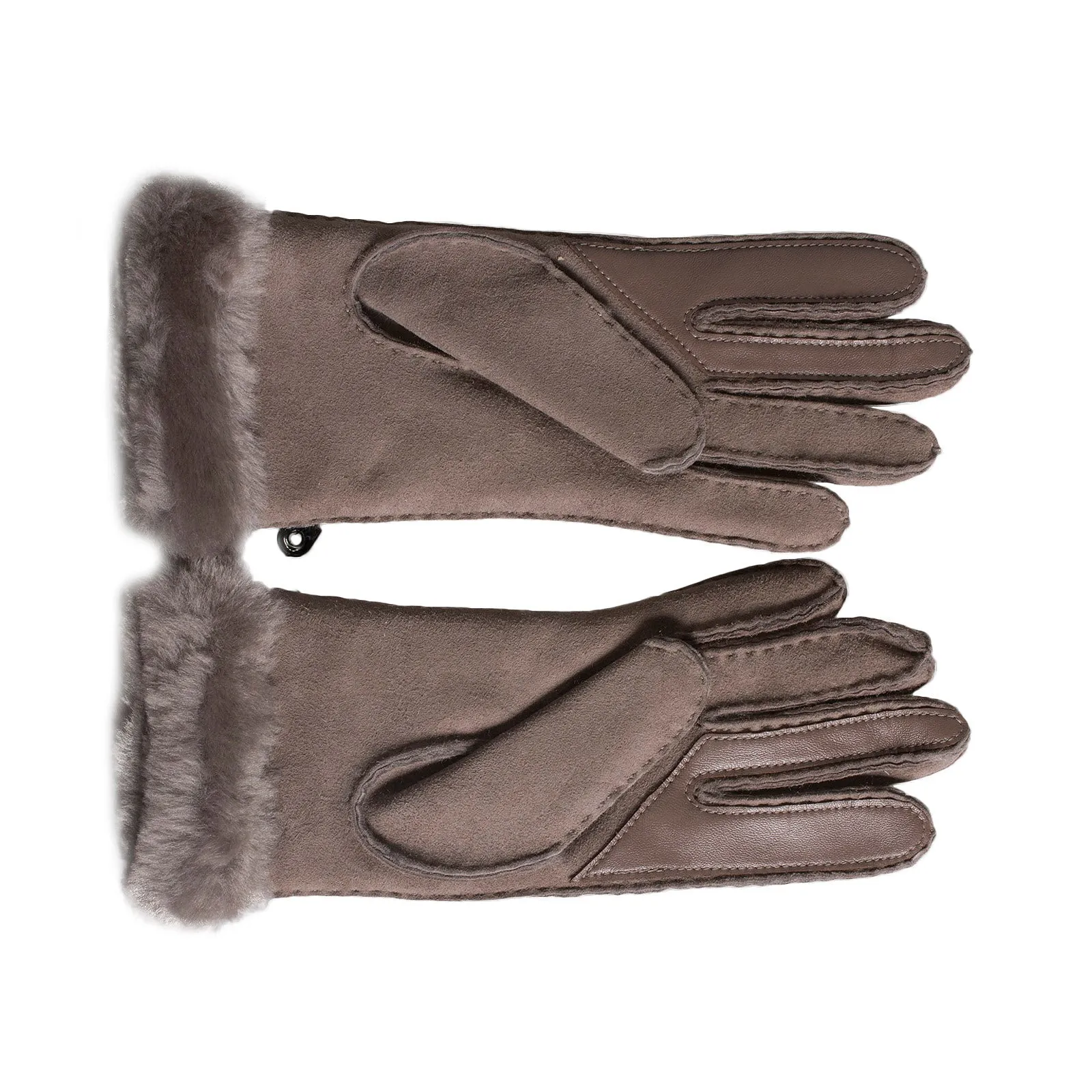 UGG Sheepskin Exposed Slim Tech Stormy Grey Gloves - Women's