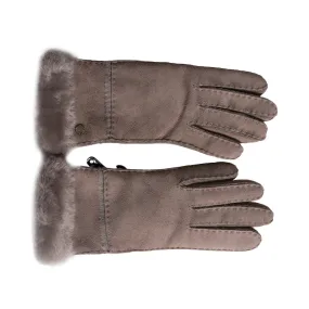 UGG Sheepskin Exposed Slim Tech Stormy Grey Gloves - Women's