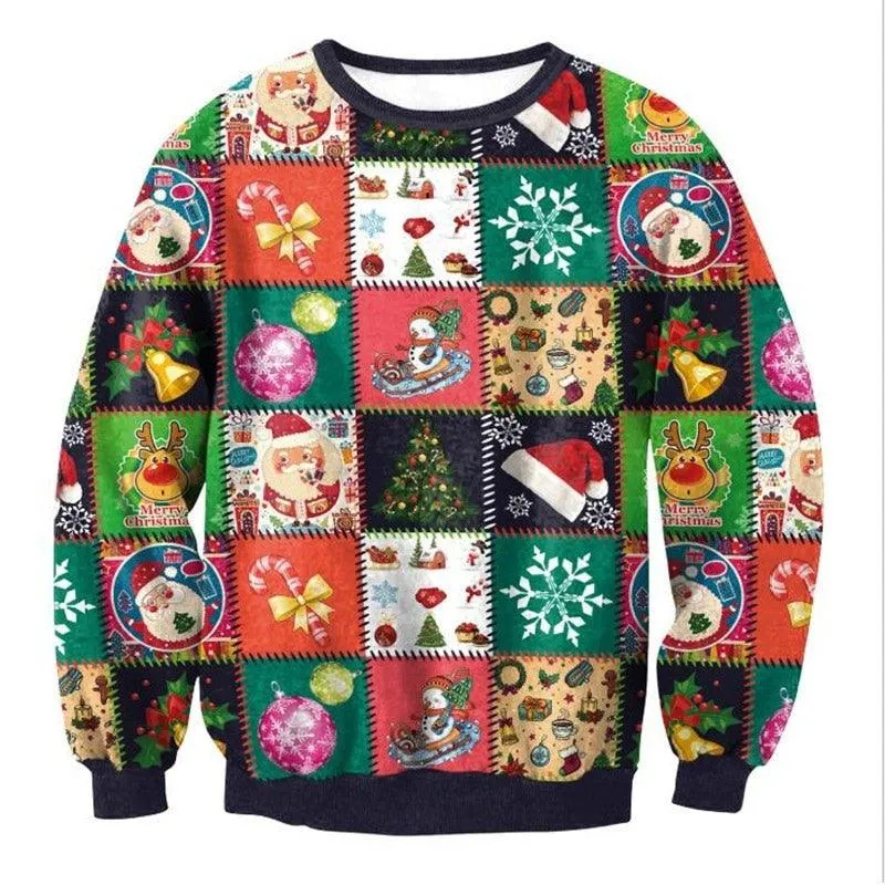 Ugly Christmas Sweater Tree Reindeer Snowflakes