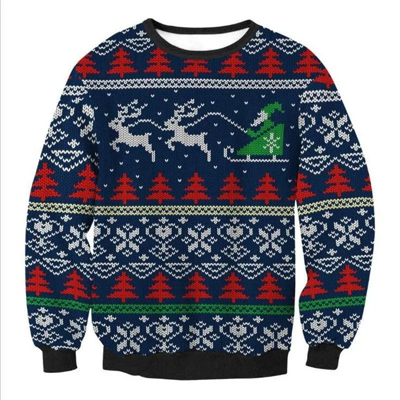 Ugly Christmas Sweater Tree Reindeer Snowflakes