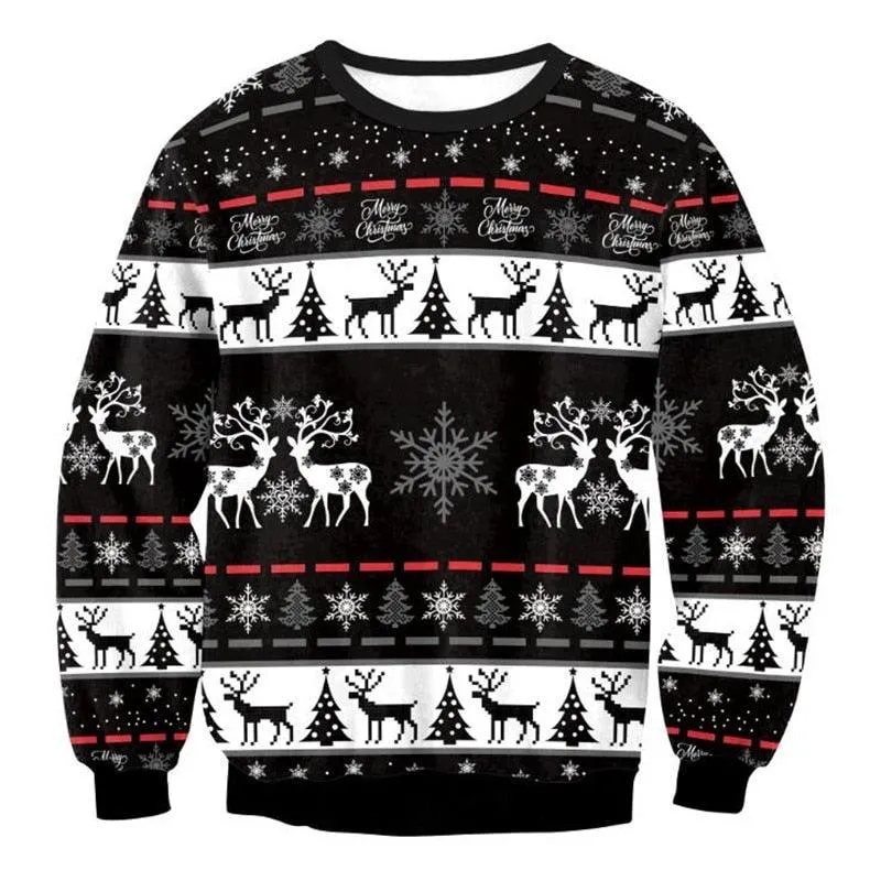 Ugly Christmas Sweater Tree Reindeer Snowflakes