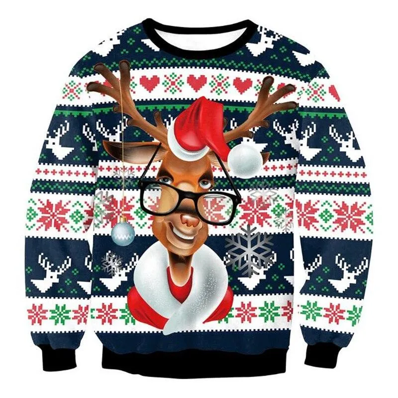 Ugly Christmas Sweater Tree Reindeer Snowflakes