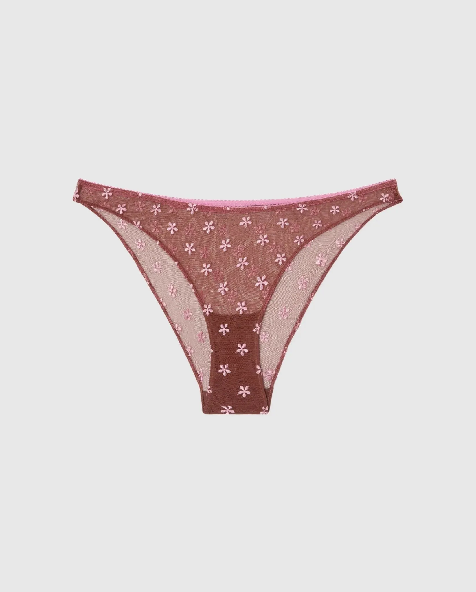 Understatement Underwear - Mesh Bikini Briefs - Mocha/Candy Pink