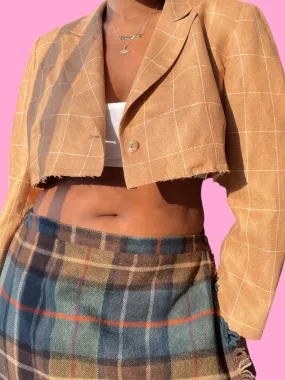 Vintage Crop Plaid Blazer