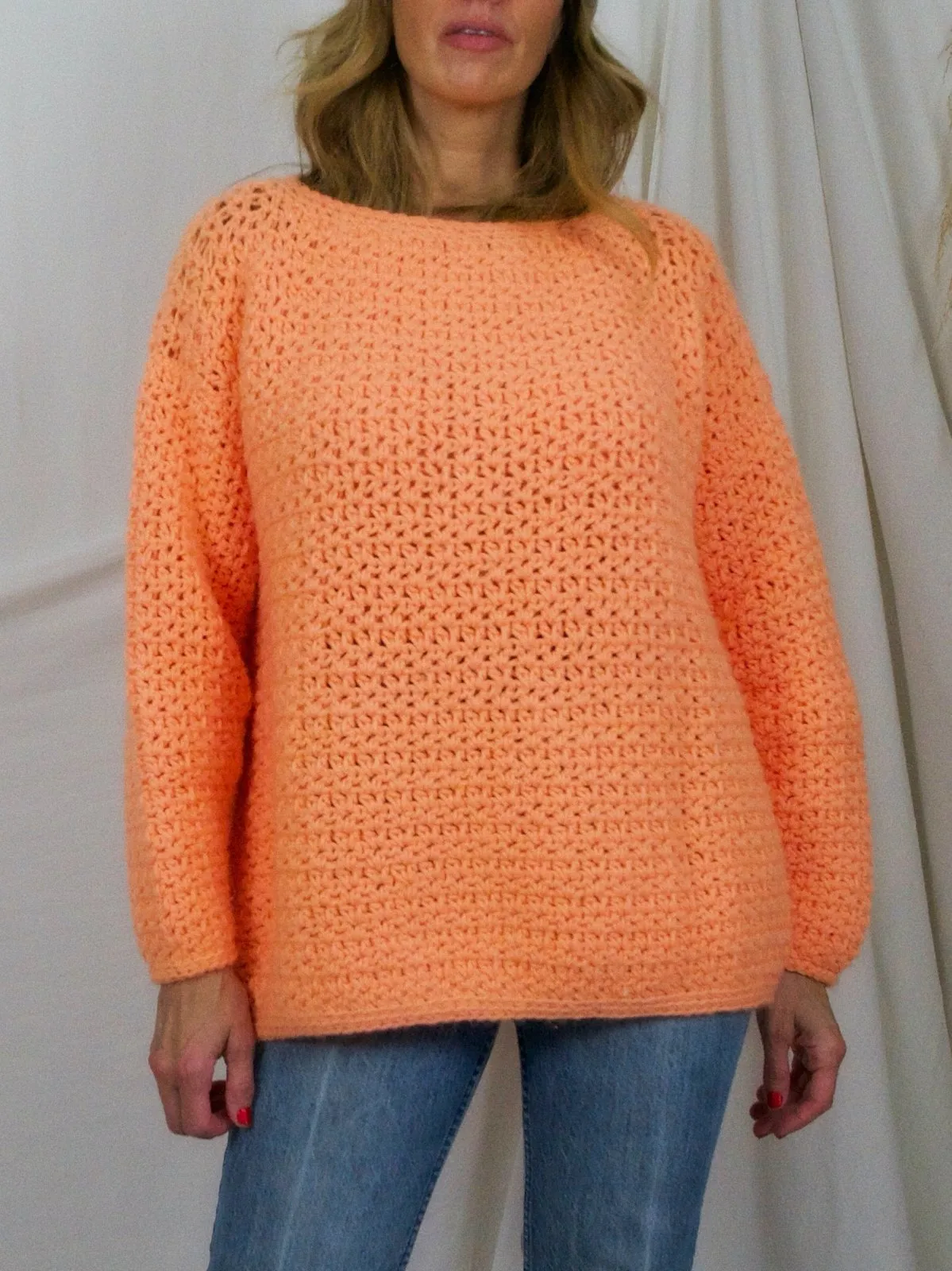 Vintage Day-Glo Melon Handknit Sweater