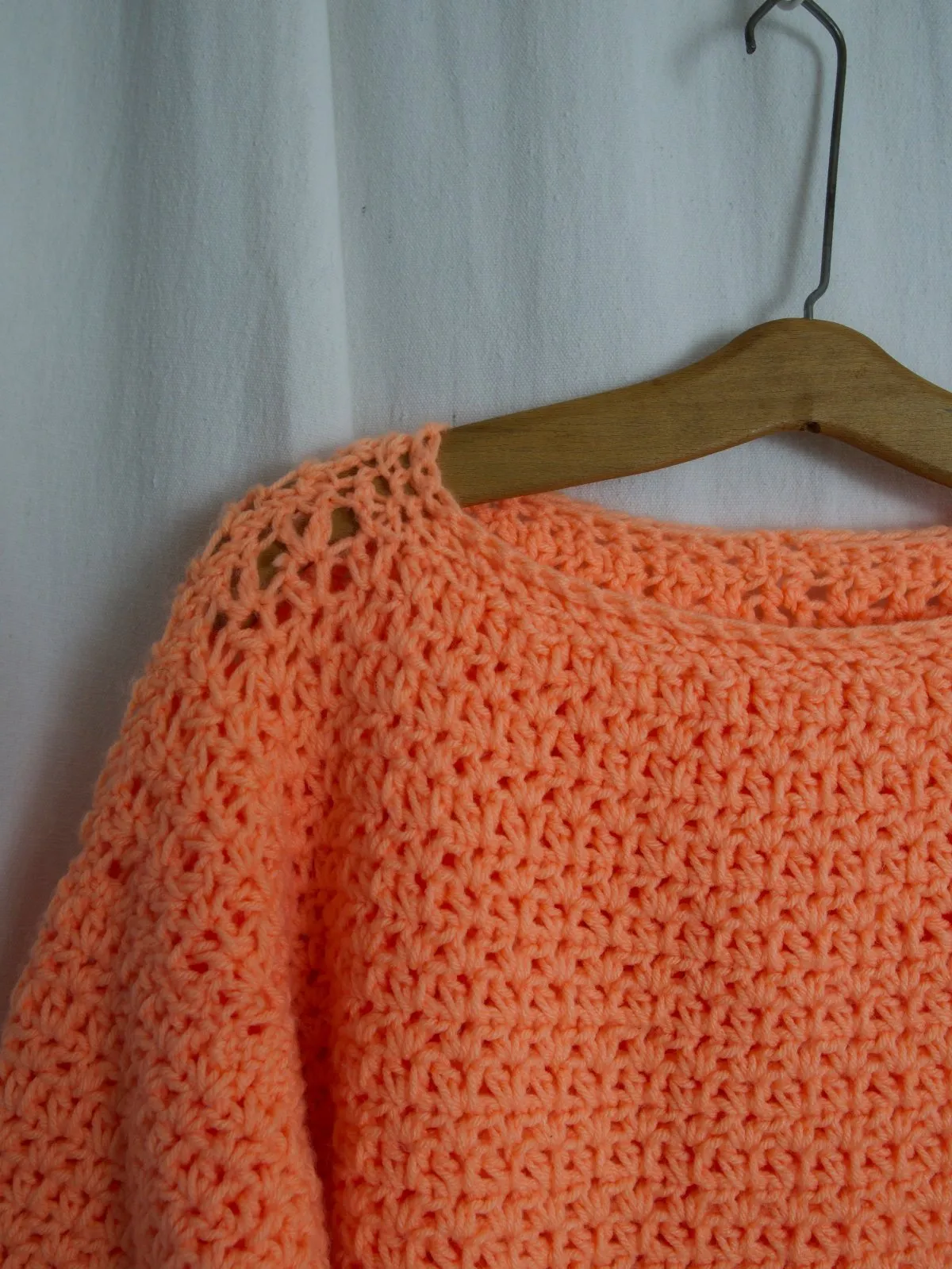 Vintage Day-Glo Melon Handknit Sweater