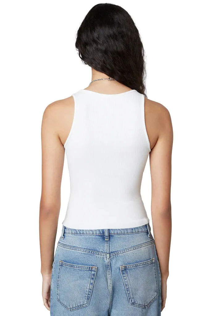 Vintage Notched Tank White