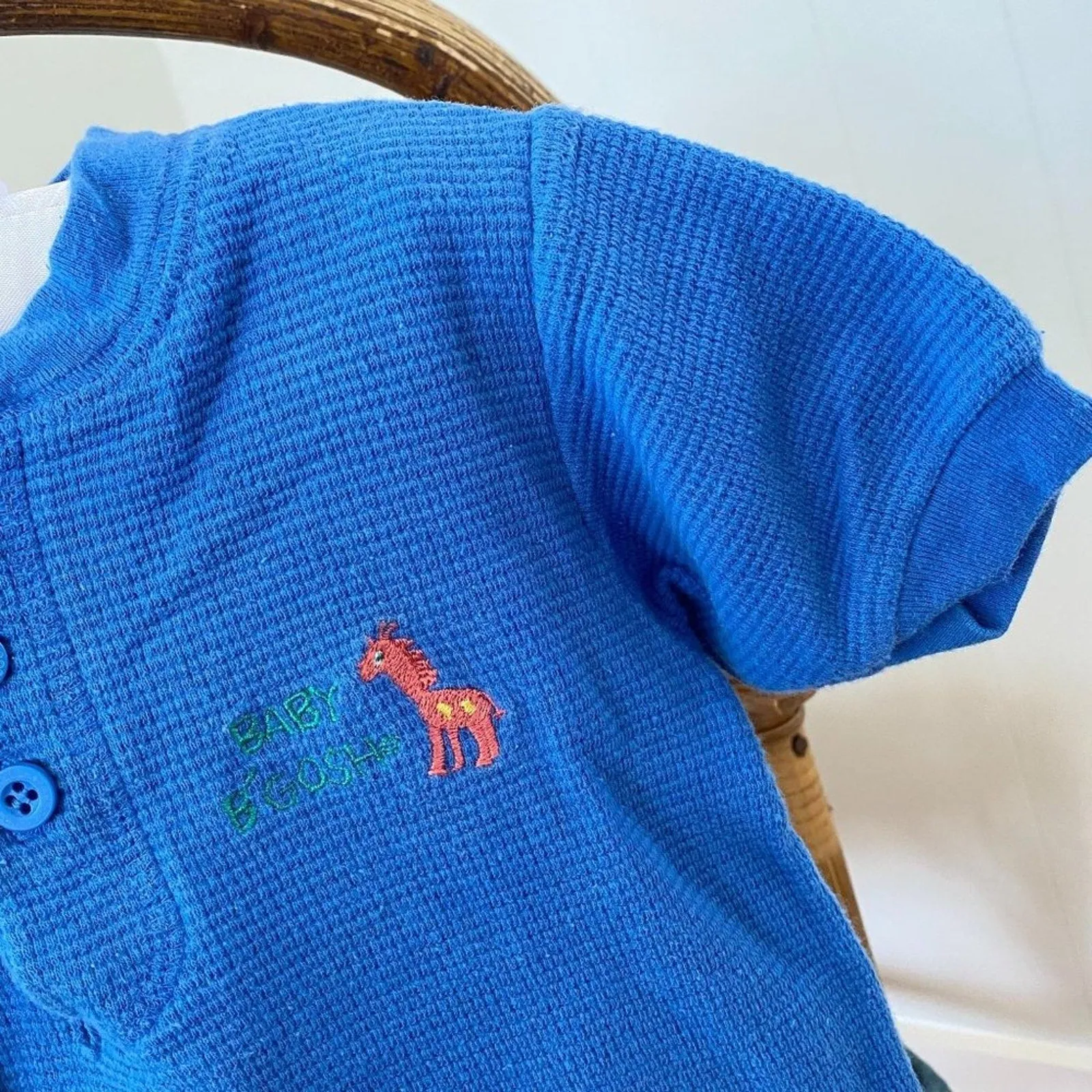 Vintage OshKosh B'gosh Short Sleeve Blue Giraffe Tee 24 Months USA