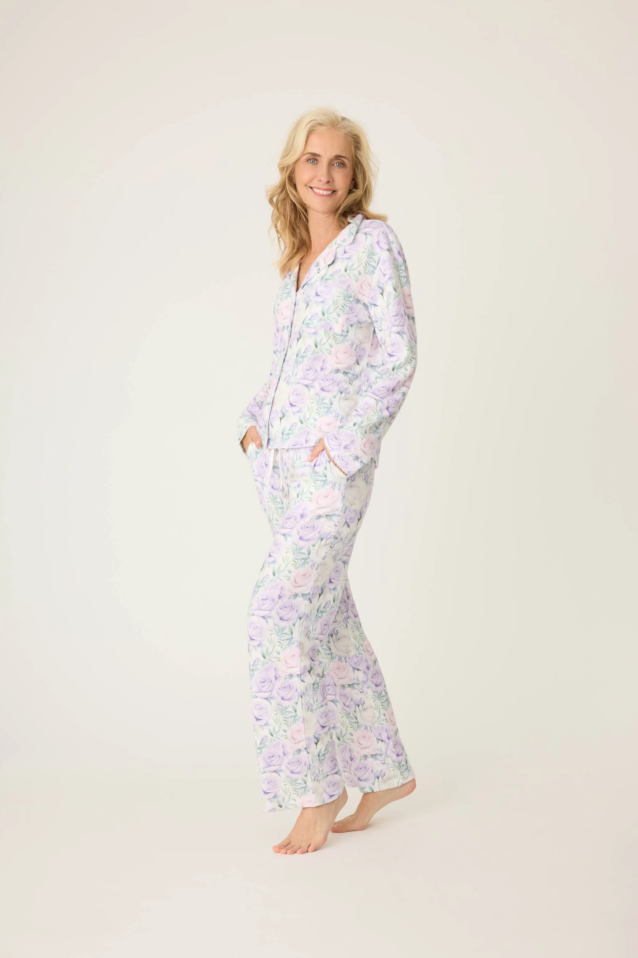 Violet Rose Floral Waffle Thermal PJ Set