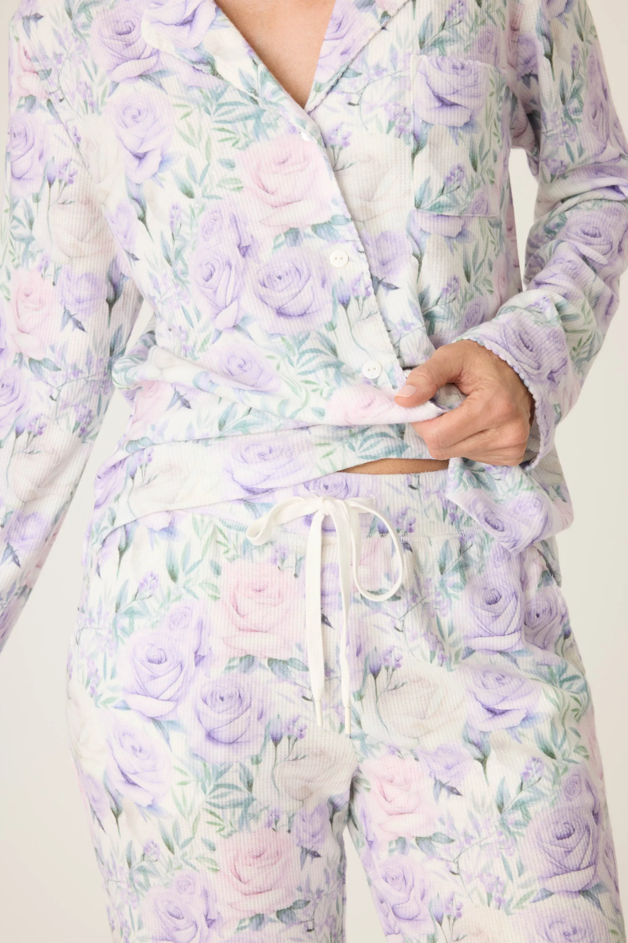 Violet Rose Floral Waffle Thermal PJ Set