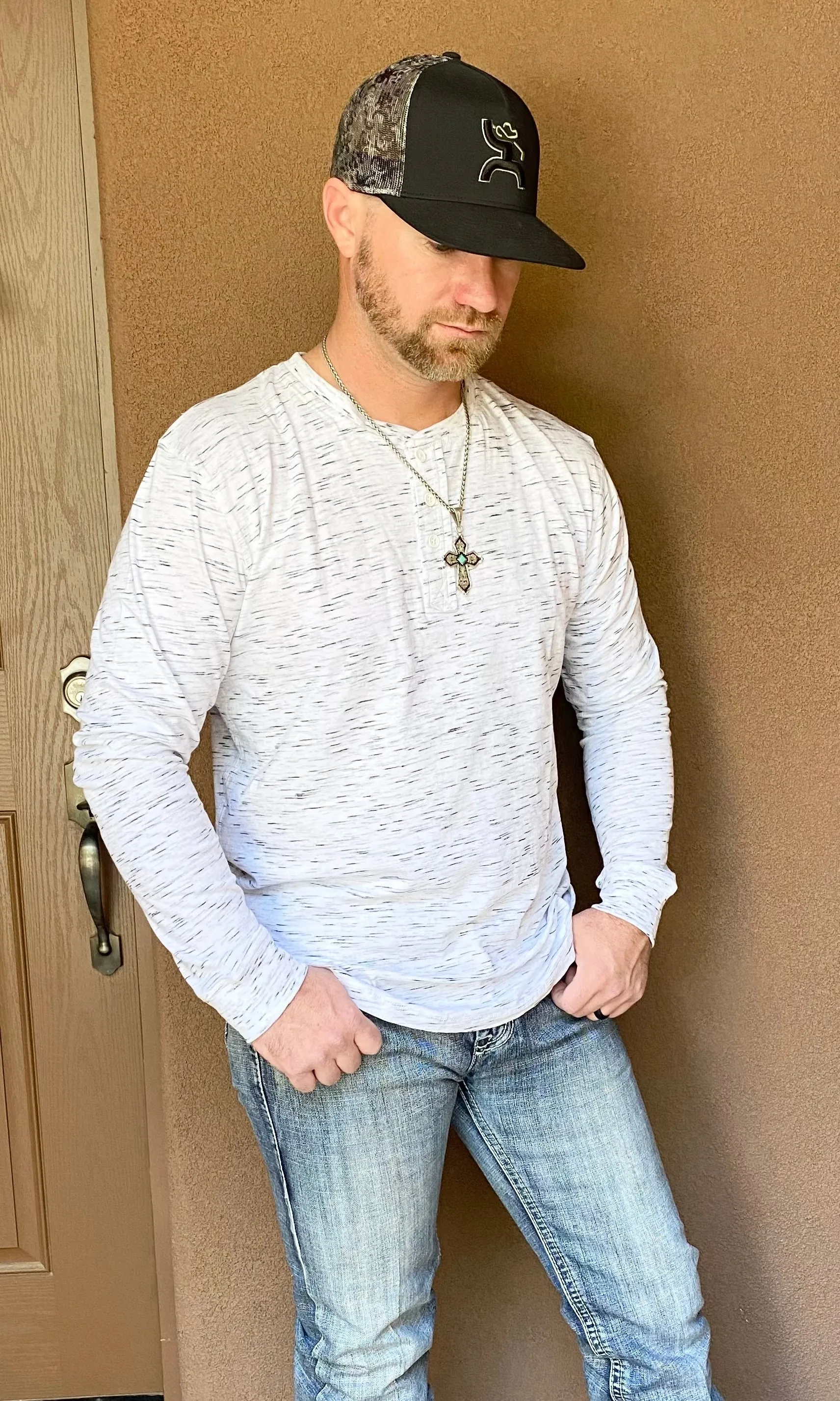 White Long Sleeve Henley