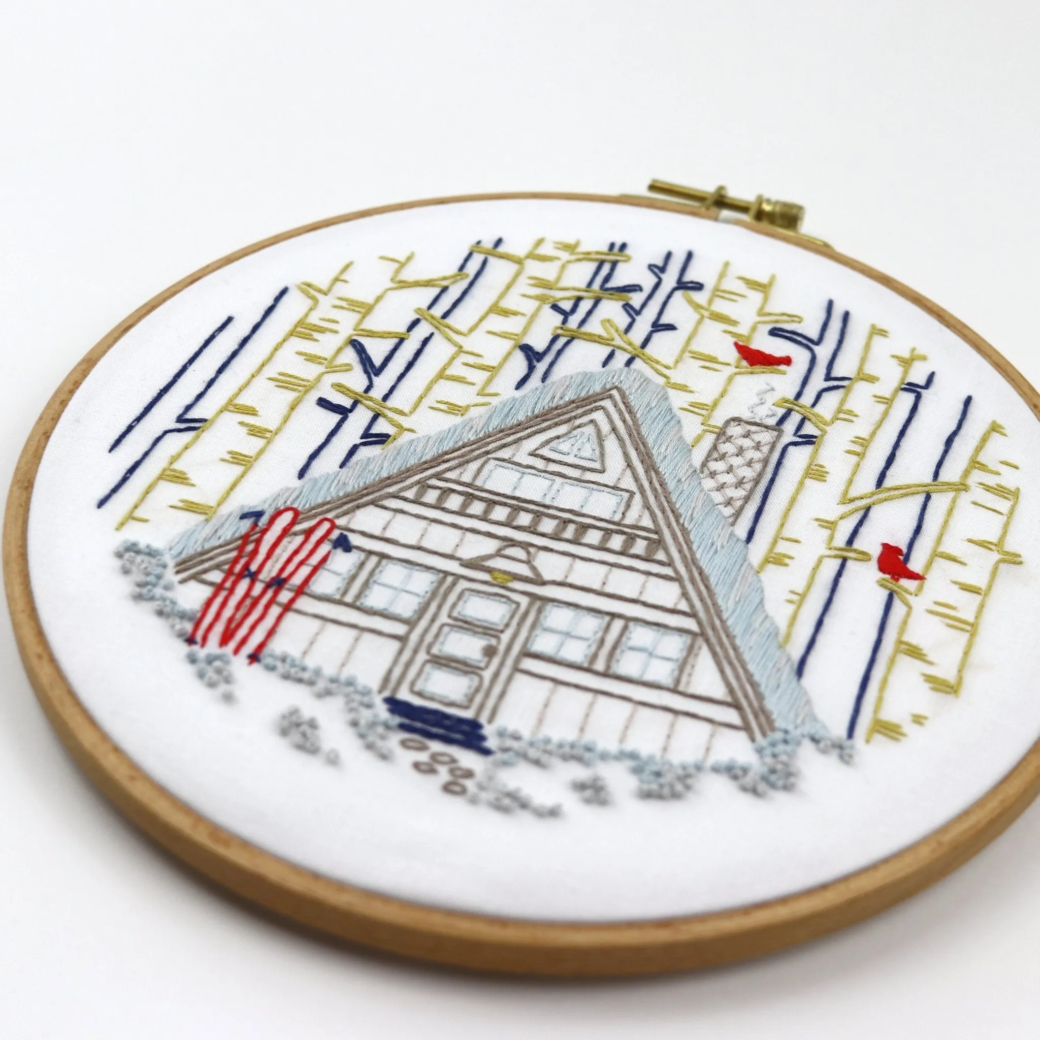 Winter Cabin Embroidery Kit