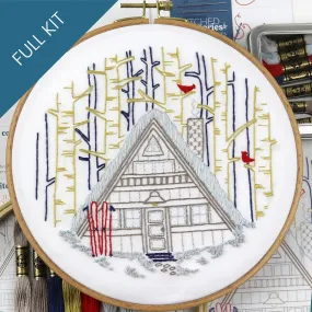 Winter Cabin Embroidery Kit