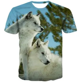 Wolf T-shirt Men Animal Shirt Print Lovely T-shirts Graphic Harajuku T shirts Funny Funny T-shirts 3d Short Sleeve summer Mens