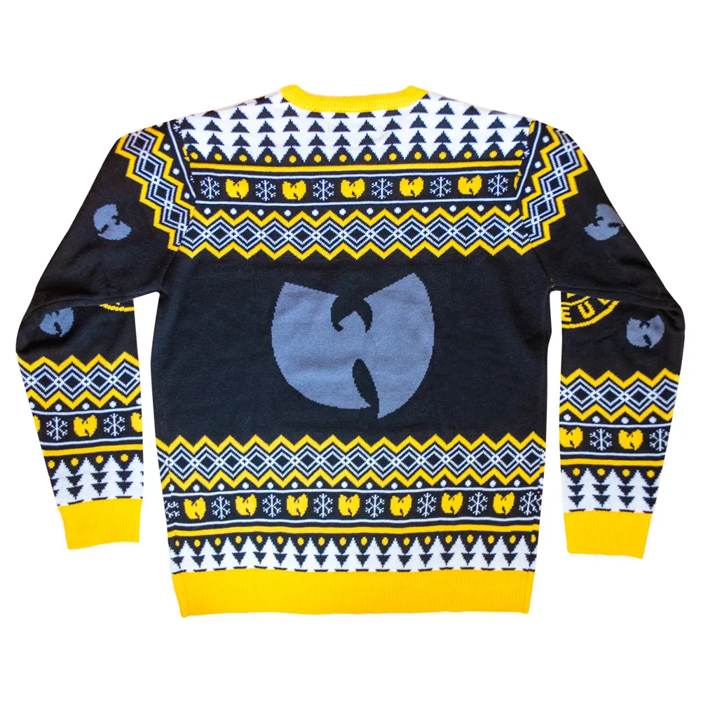 Wu Tang Clan Logo Snowflakes Yellow Black White Ugly Christmas Sweater