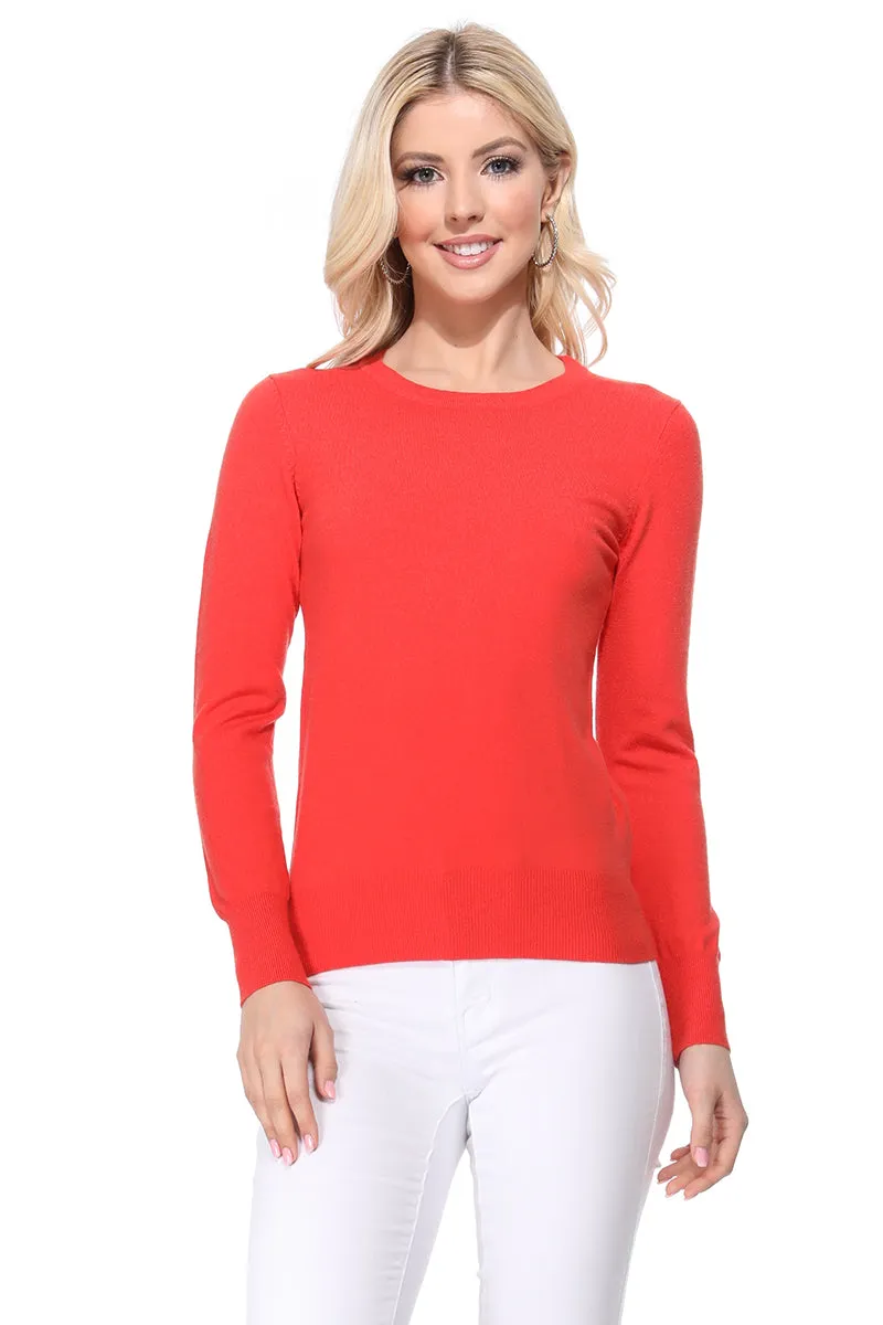 YEMAK Women's Crewneck Long Sleeve Pullover Soft Knit Top Sweater MK5500 (S-XL)